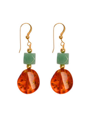 Amber and jade earrings